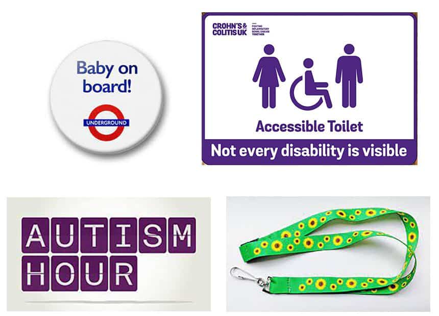 Examples of different inclusive design initiatives focussed on invisible disabilities