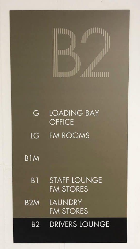 Design of the lift index sign in Marble Arch Place